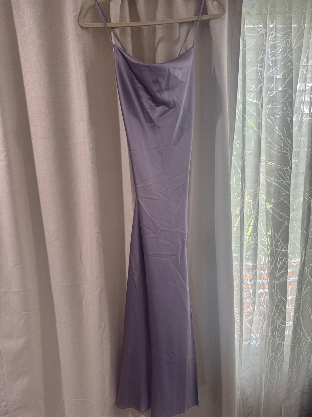 12th Tribe Lavender Slip Maxi Dress with Spaghetti Straps